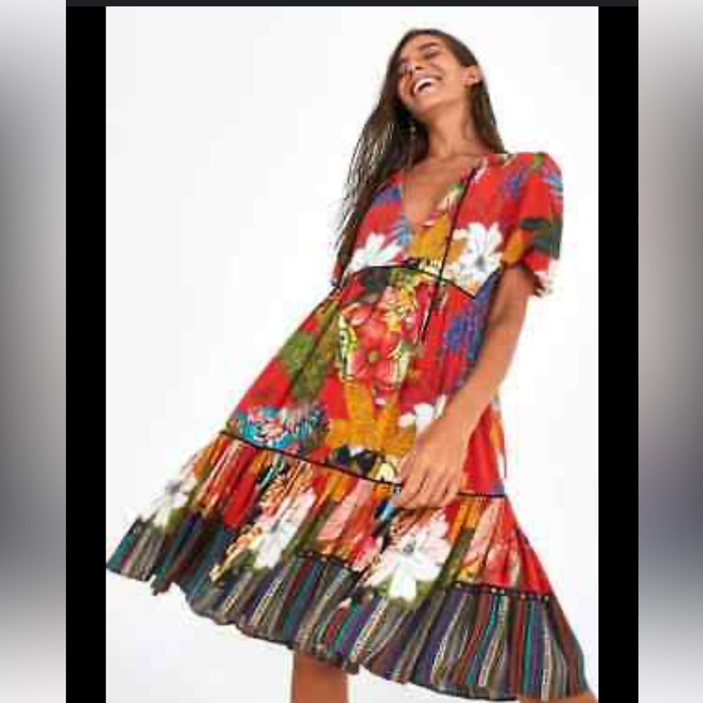 Farm Rio babydoll puff sleeve dress xs